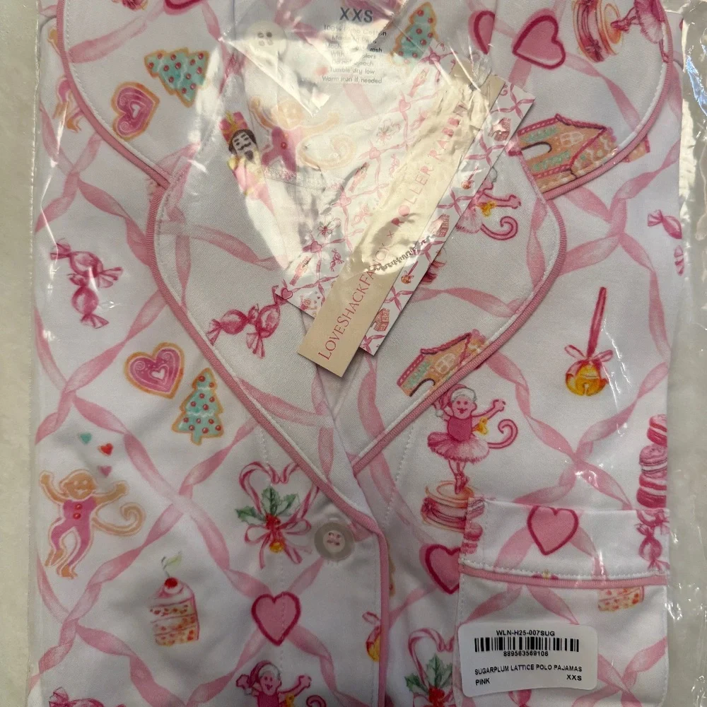 Sugarplum Lattice Polo Pajamas - Picture 3 of 4